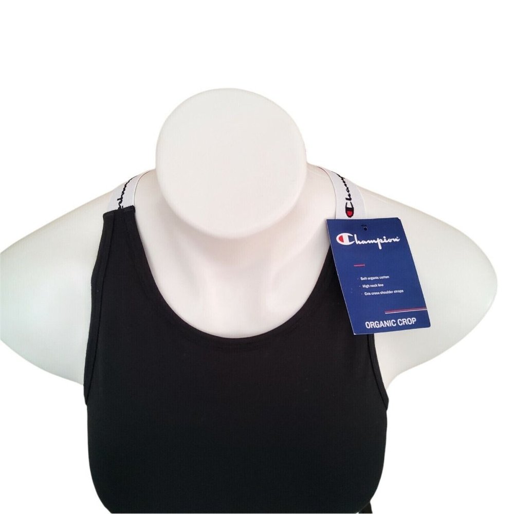 Champion Wireless Sports Bra Womens Size Medium Black Racerback Straps High Neck - Picture 4 of 8